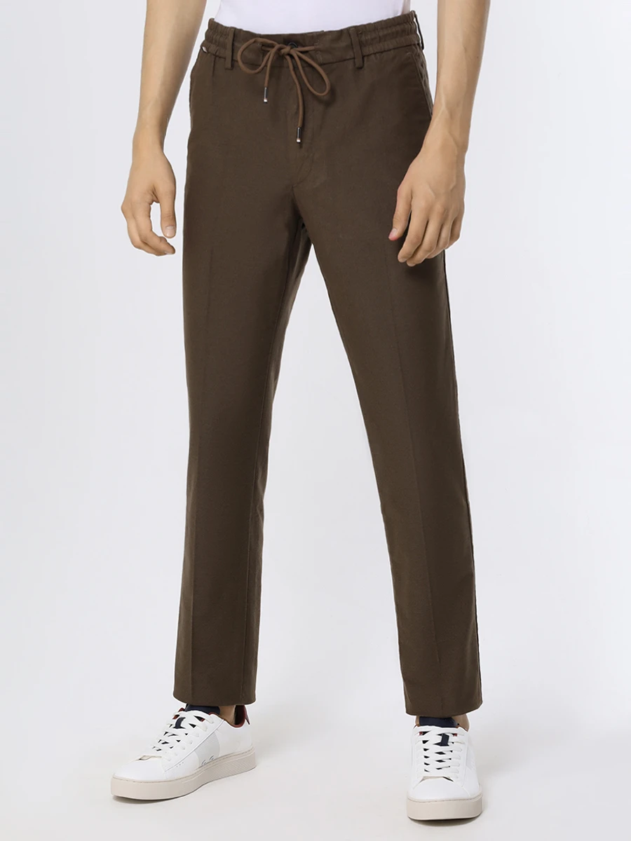 Брюки из хлопка и модала BOSS 50499637/361 Зеленый  Фото 4