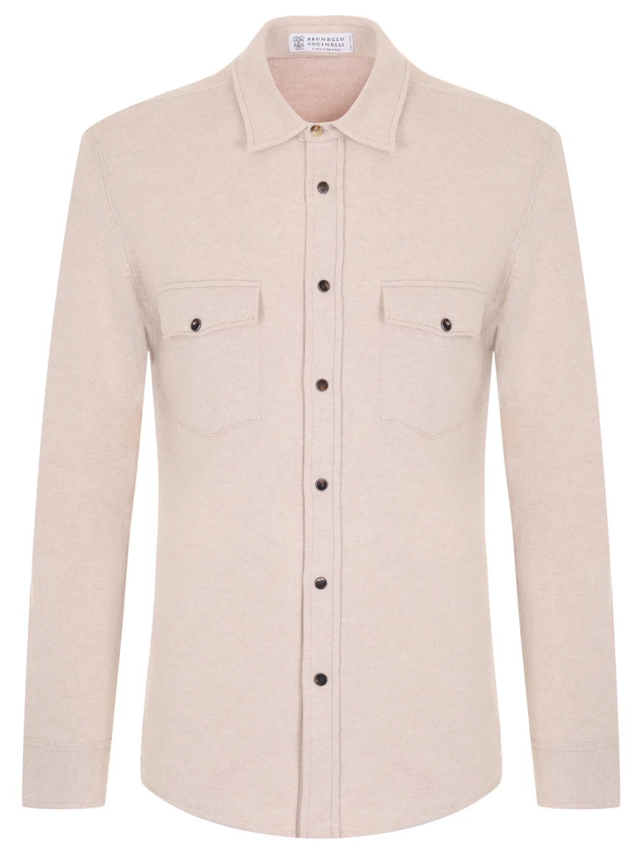 Рубашка Slim Fit шерстяная BRUNELLO CUCINELLI M3600276 C058 Бежевый 