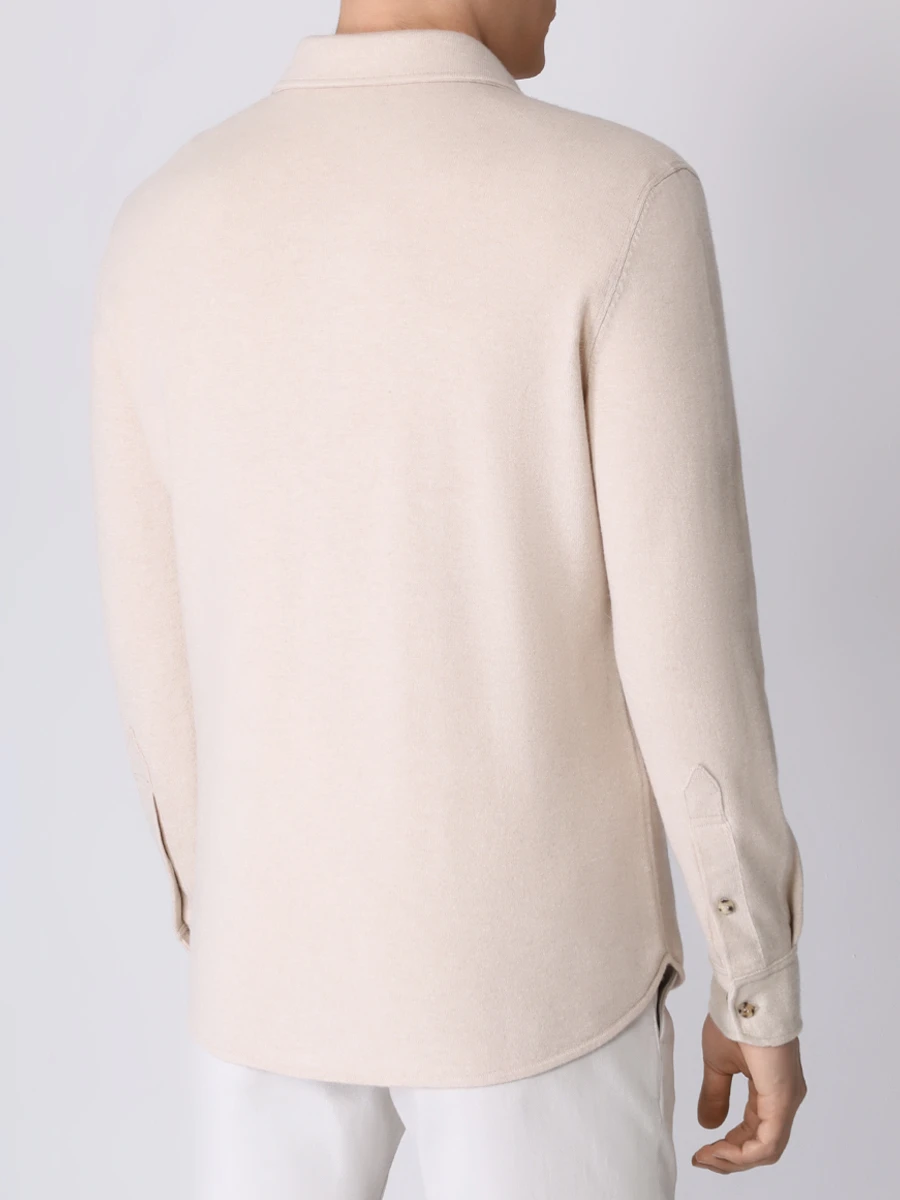 Рубашка Slim Fit шерстяная BRUNELLO CUCINELLI M3600276 C058 Бежевый  Фото 3