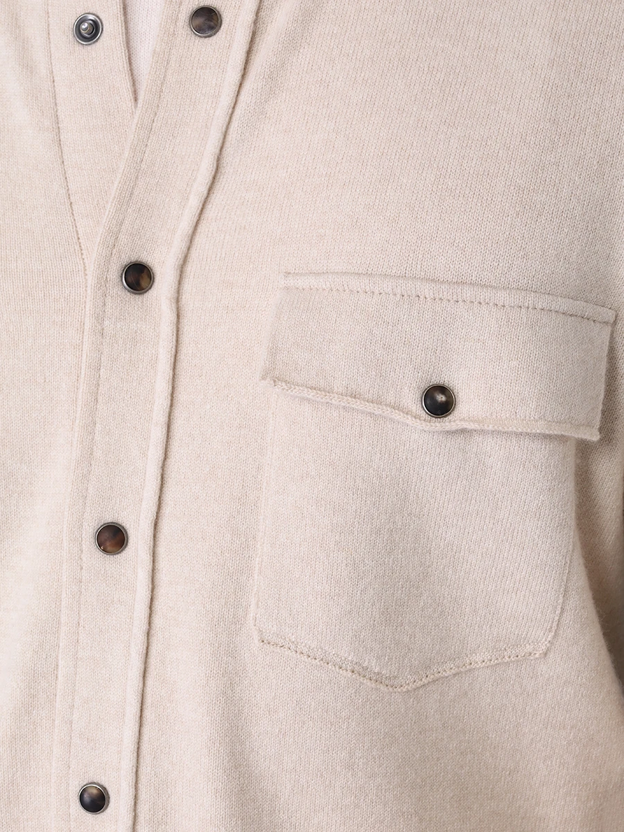 Рубашка Slim Fit шерстяная BRUNELLO CUCINELLI M3600276 C058 Бежевый  Фото 5