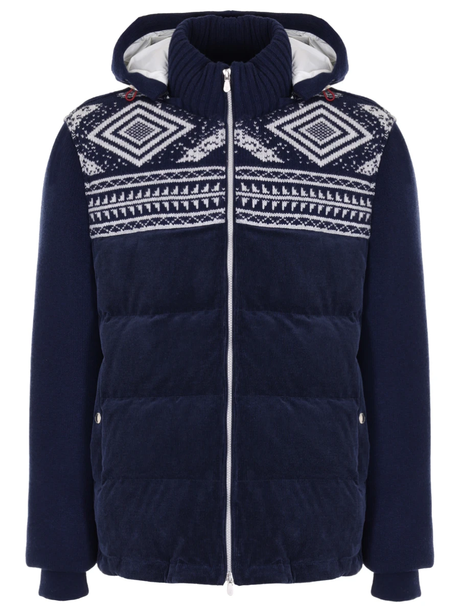 Пуховик стеганый BRUNELLO CUCINELLI MQ4351950 CLI76 Синий 