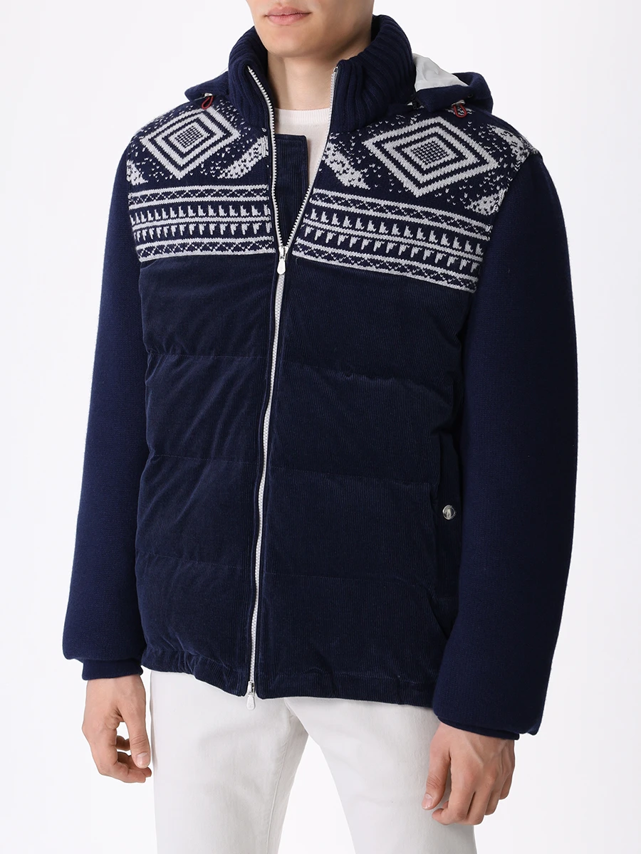 Пуховик стеганый BRUNELLO CUCINELLI MQ4351950 CLI76 Синий  Фото 4