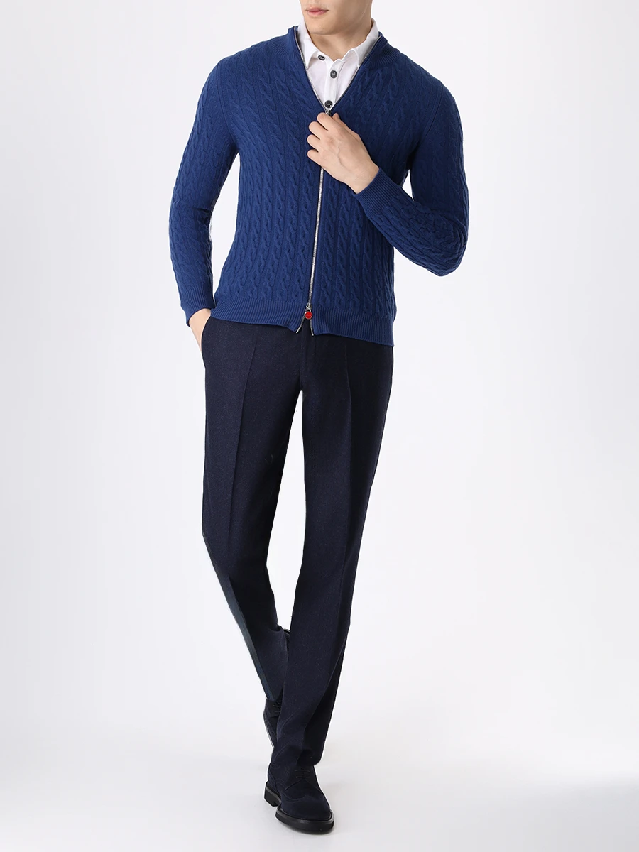 Кардиган шерстяной KITON UK1499W23 S182 Синий  Фото 2