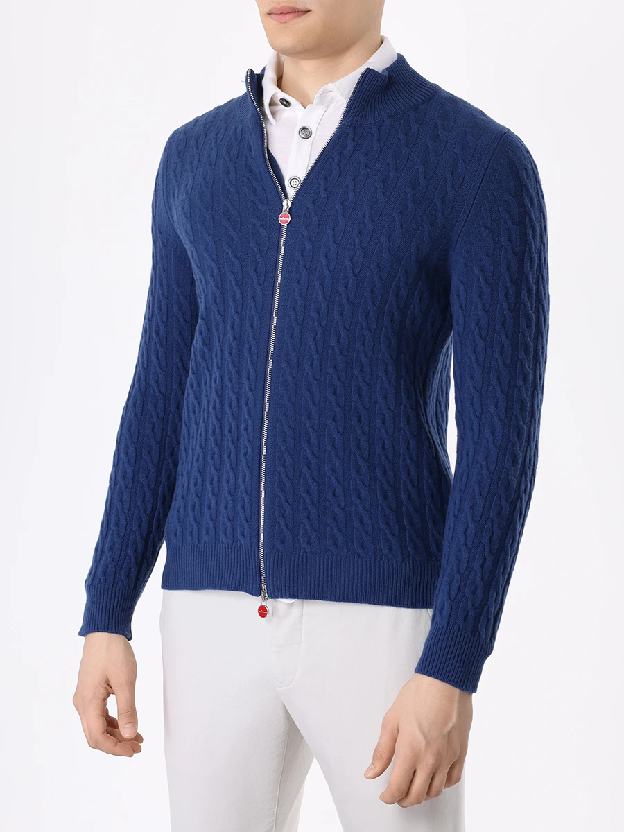 Кардиган шерстяной KITON UK1499W23 S182 Синий  Фото 4