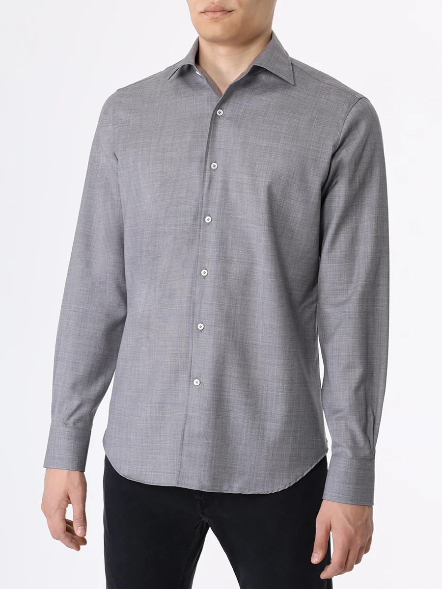 Рубашка Slim Fit шерстяная ALESSANDRO GHERARDI DOUBLE 7135 020, размер 52, цвет серый - фото 4