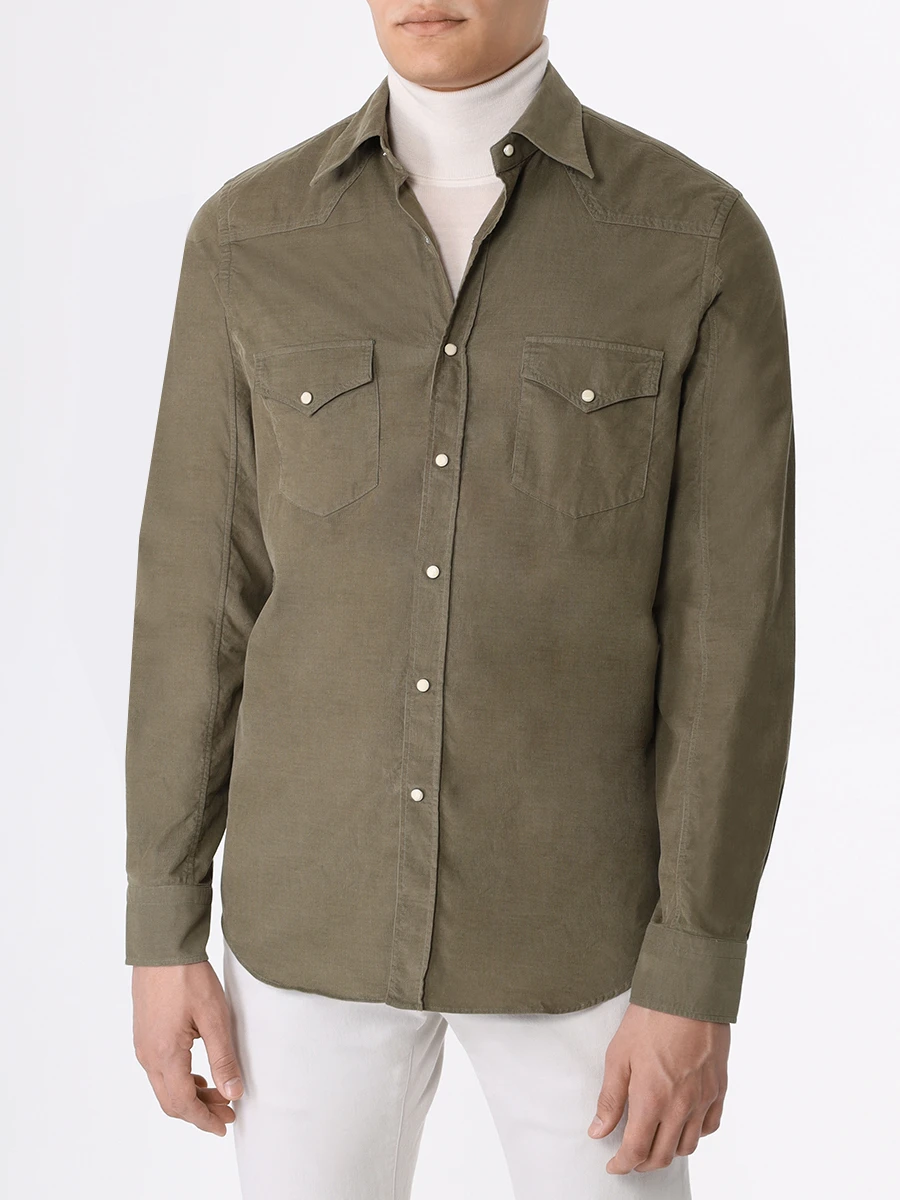 Рубашка Regular Fit хлопковая ALESSANDRO GHERARDI NEW-TEXANA C7106 720, размер 48, цвет зеленый - фото 4
