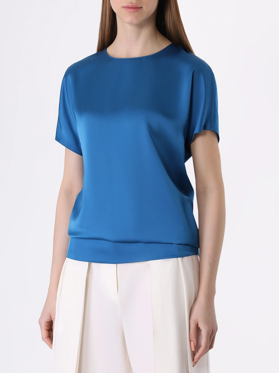 Блуза атласная VASSA&CO V246582-2013C68 (170), размер 38, цвет синий V246582-2013C68 (170) - фото 4