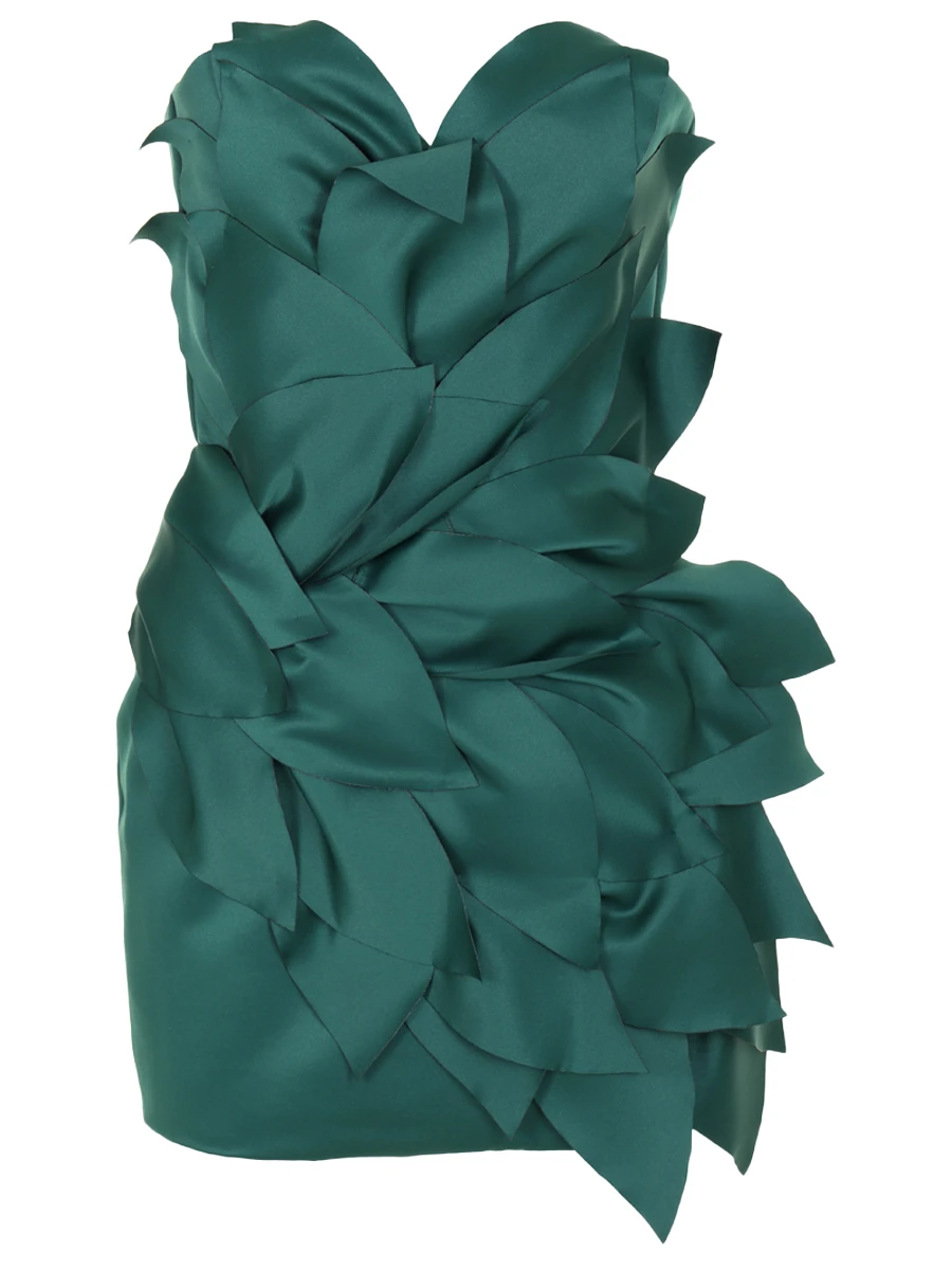 Платье из тафты DIANA GAZARYAN 023 Из тафты с декором ручной работы, размер 40, цвет зеленый