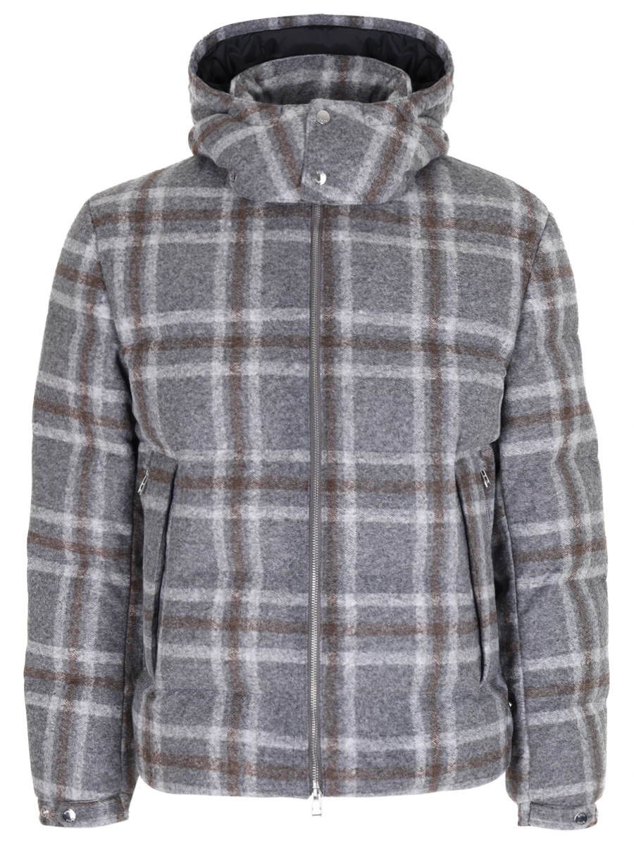 

Пуховик стеганый в клетку, Серый, 50510377/030