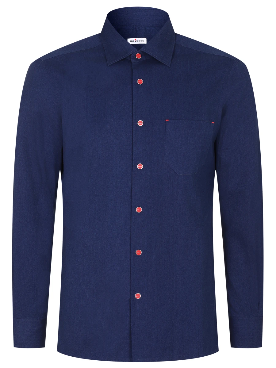 Рубашка Slim Fit хлопковая KITON UMCNERPH0862601000 Темно, размер 48, цвет синий - фото 1