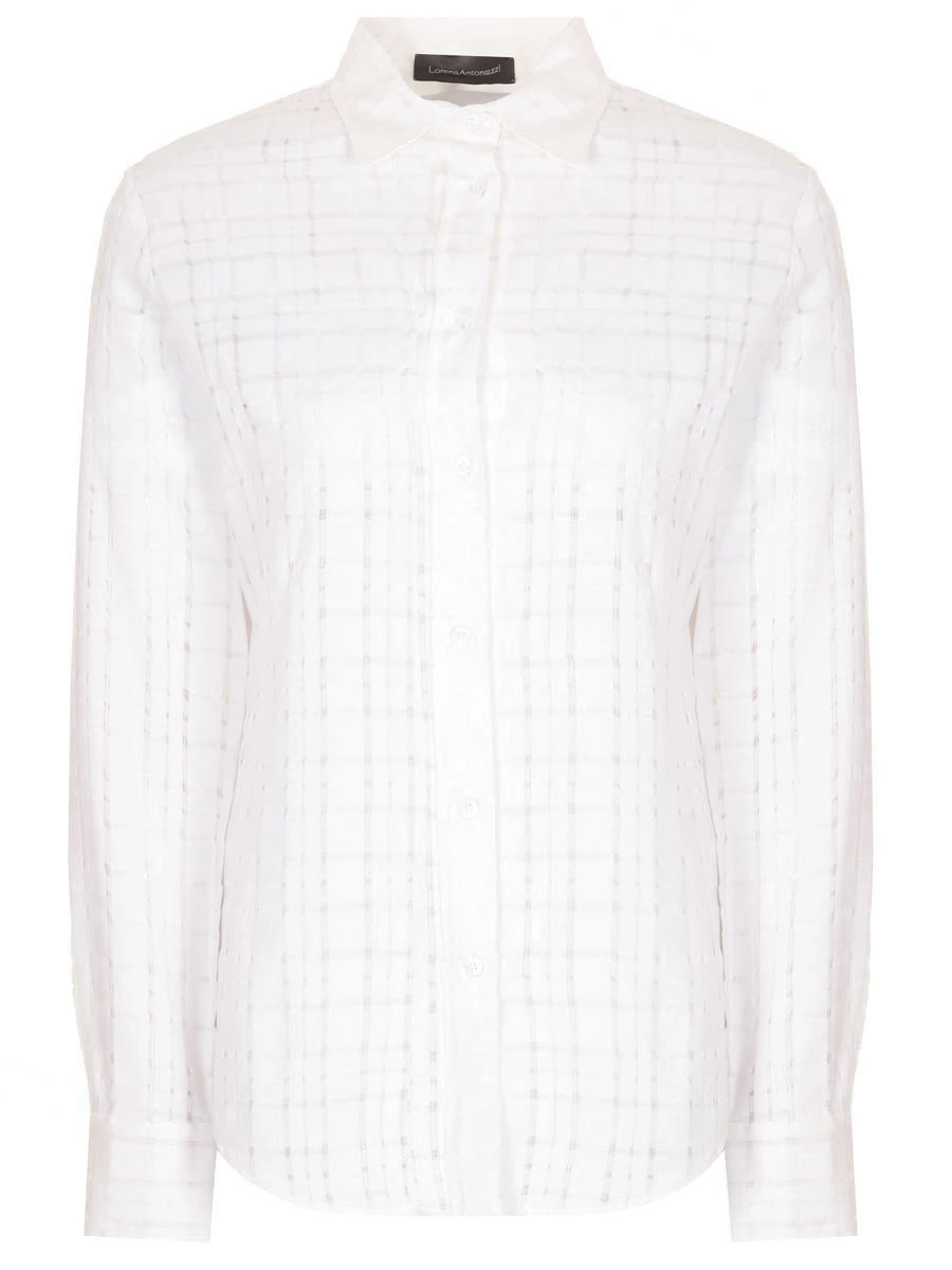 Блуза хлопковая LORENA ANTONIAZZI P2460CA12A_4552 101, размер 48, цвет белый - фото 1