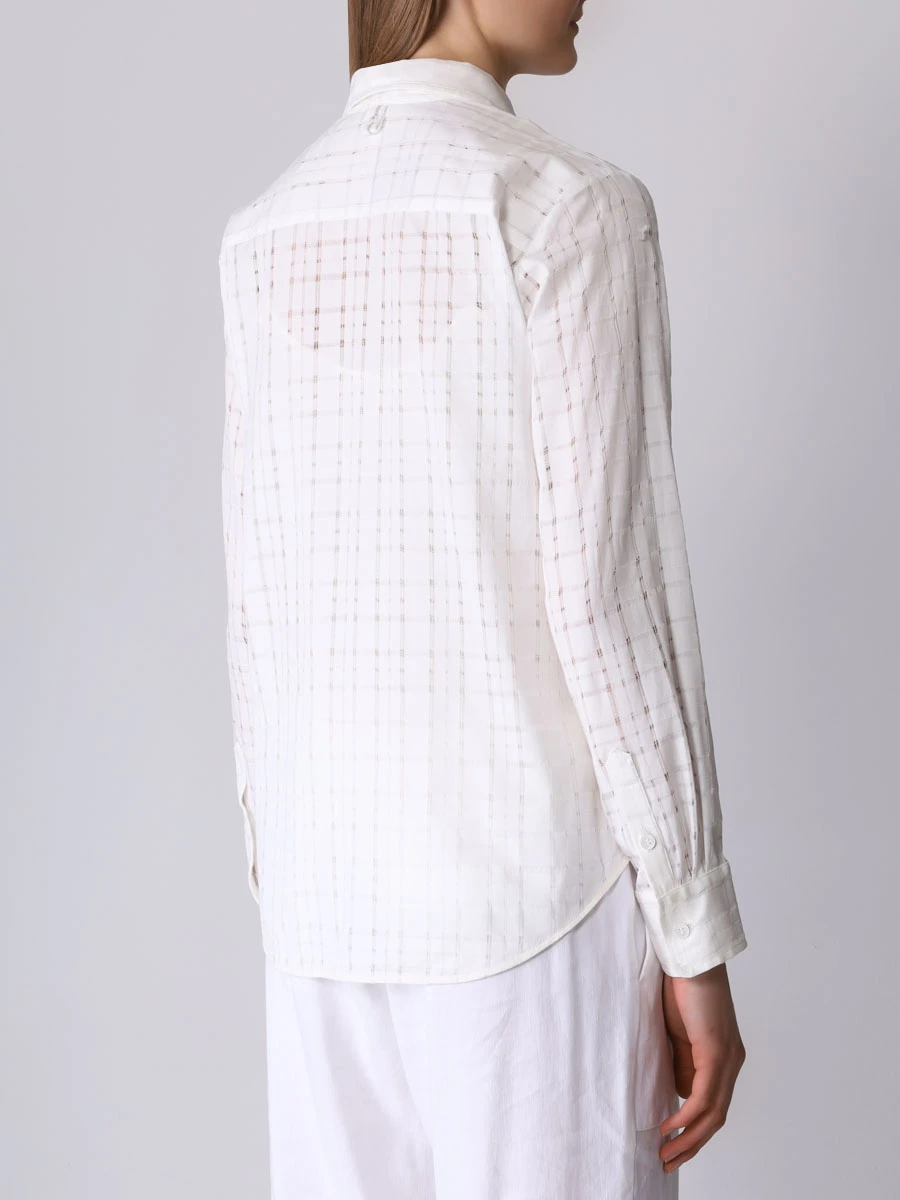 Блуза хлопковая LORENA ANTONIAZZI P2460CA12A_4552 101, размер 48, цвет белый - фото 3