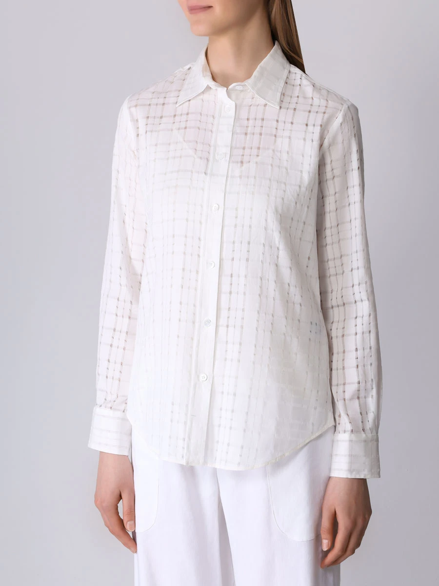 Блуза хлопковая LORENA ANTONIAZZI P2460CA12A_4552 101, размер 48, цвет белый - фото 4
