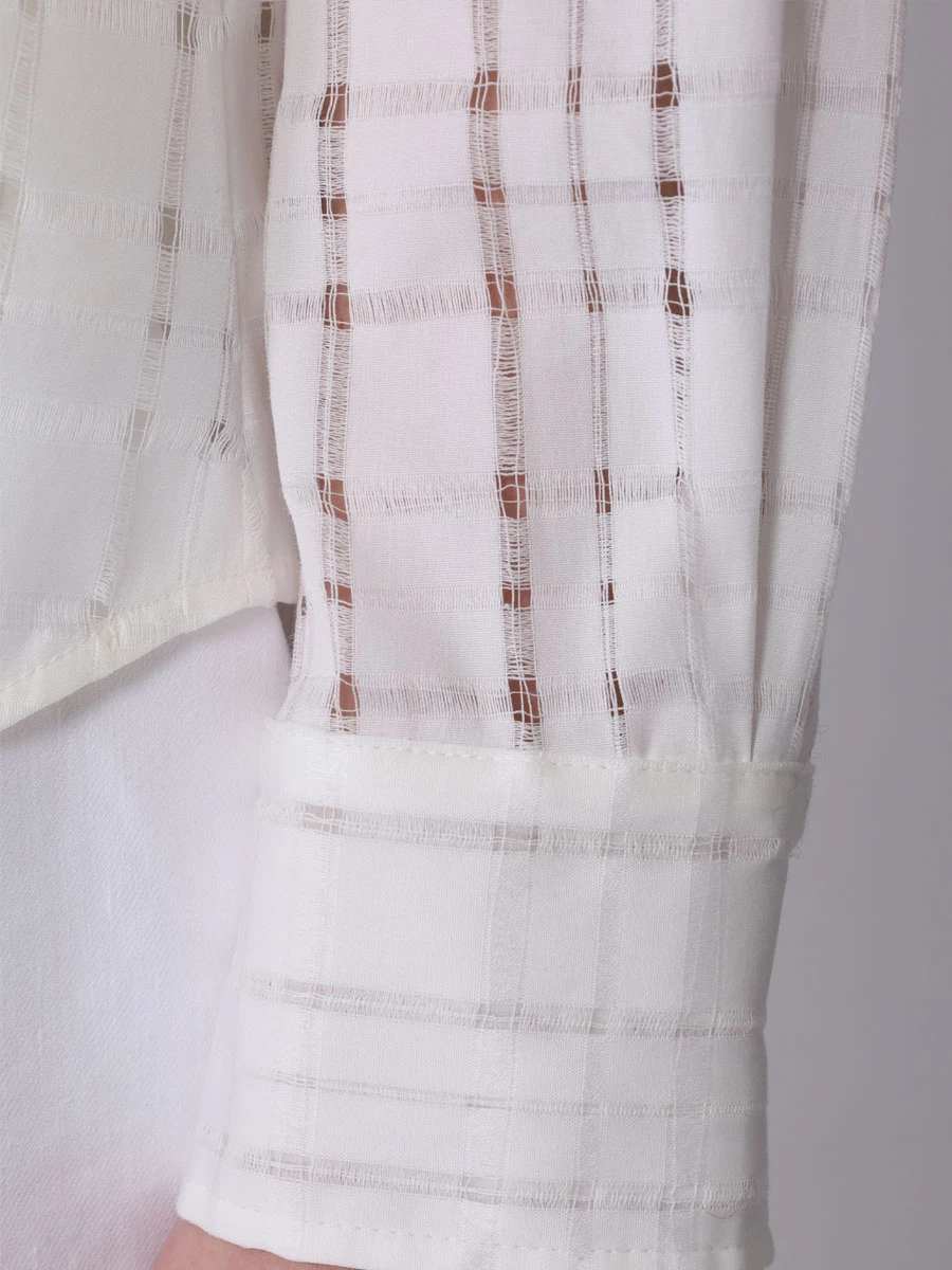 Блуза хлопковая LORENA ANTONIAZZI P2460CA12A_4552 101, размер 48, цвет белый - фото 6