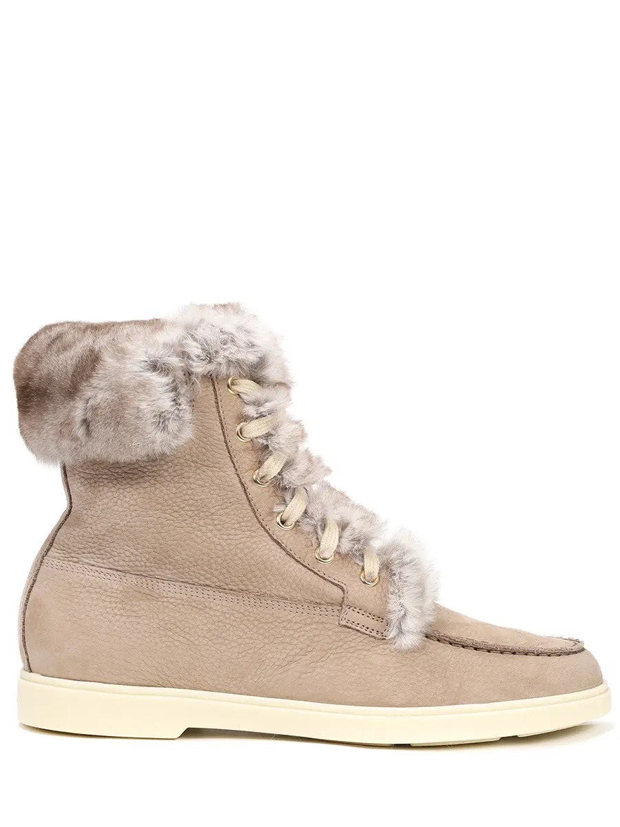 

Ботинки из нубука на меху, Бежевый, WTYA59753TISANTVM16