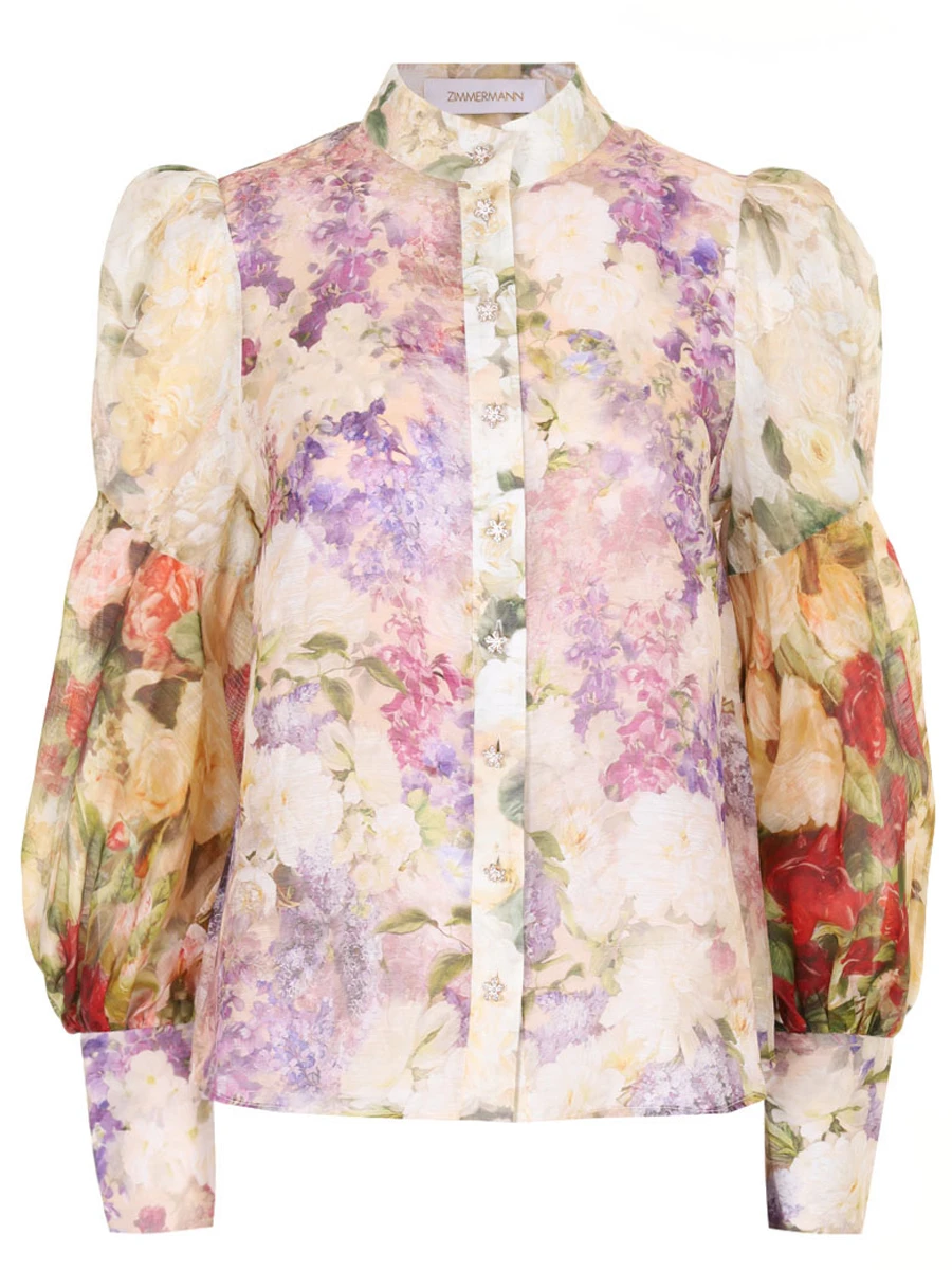 Блуза из шелка и льна ZIMMERMANN 8093TF233 MLSF, размер 46, цвет цветочный принт - фото 1