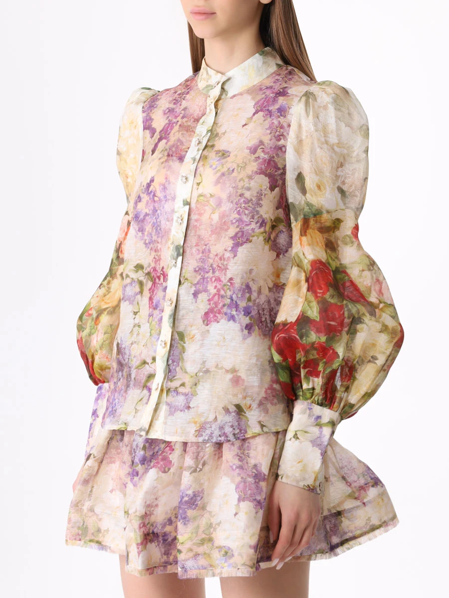 Блуза из шелка и льна ZIMMERMANN 8093TF233 MLSF, размер 46, цвет цветочный принт - фото 2