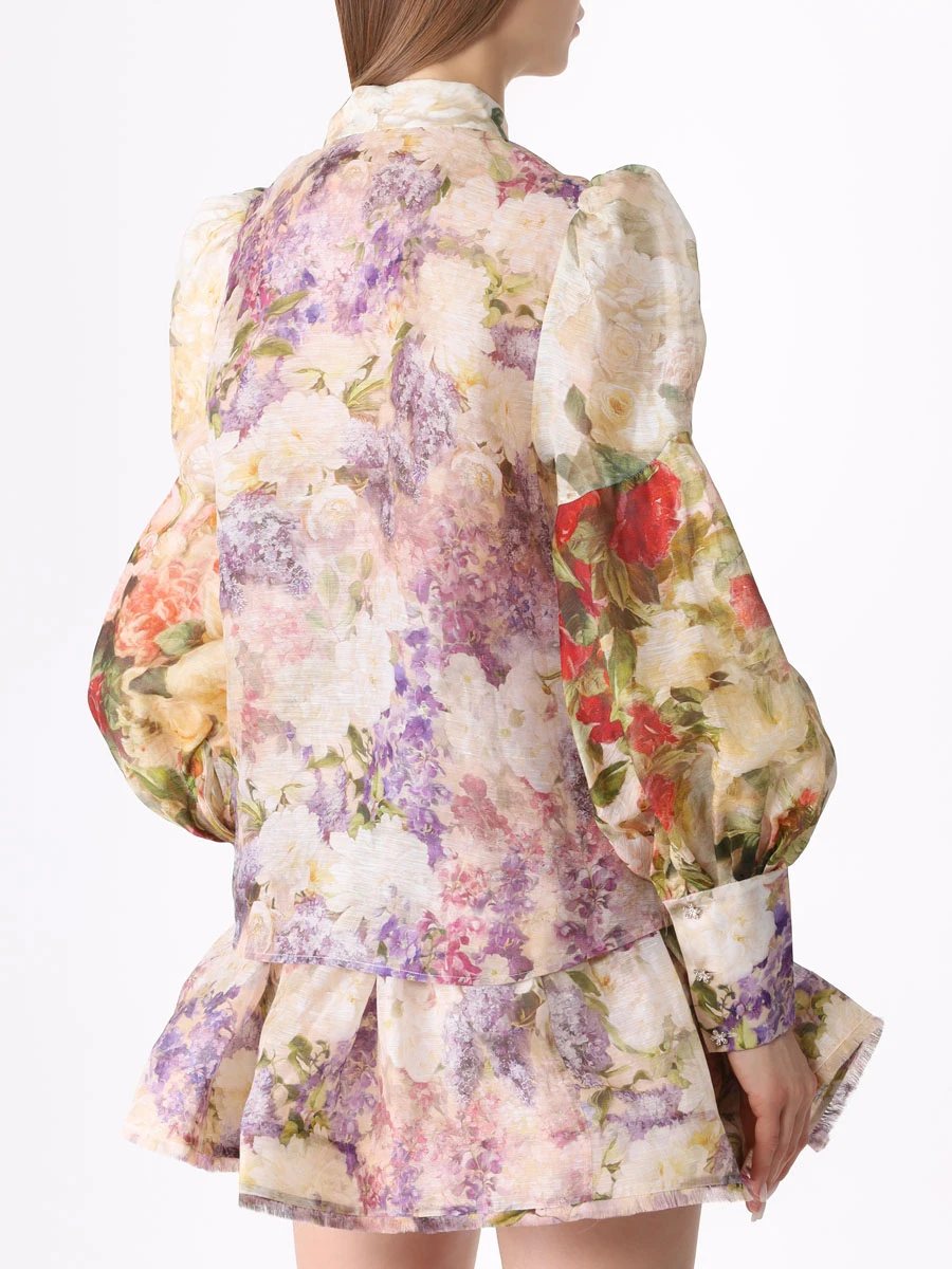 Блуза из шелка и льна ZIMMERMANN 8093TF233 MLSF, размер 46, цвет цветочный принт - фото 4