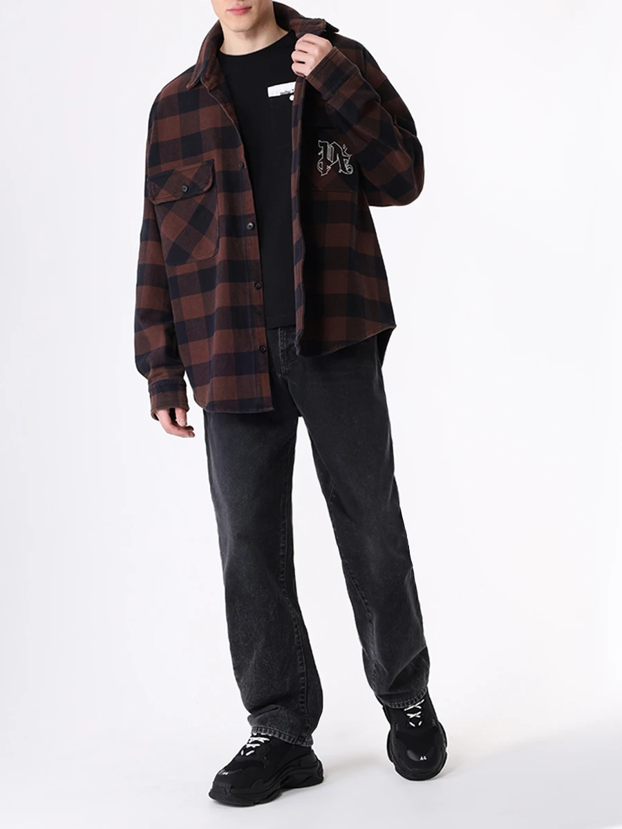 Футболка хлопковая PALM ANGELS PMAA088 E23JER001 1003 Черный  Фото 2