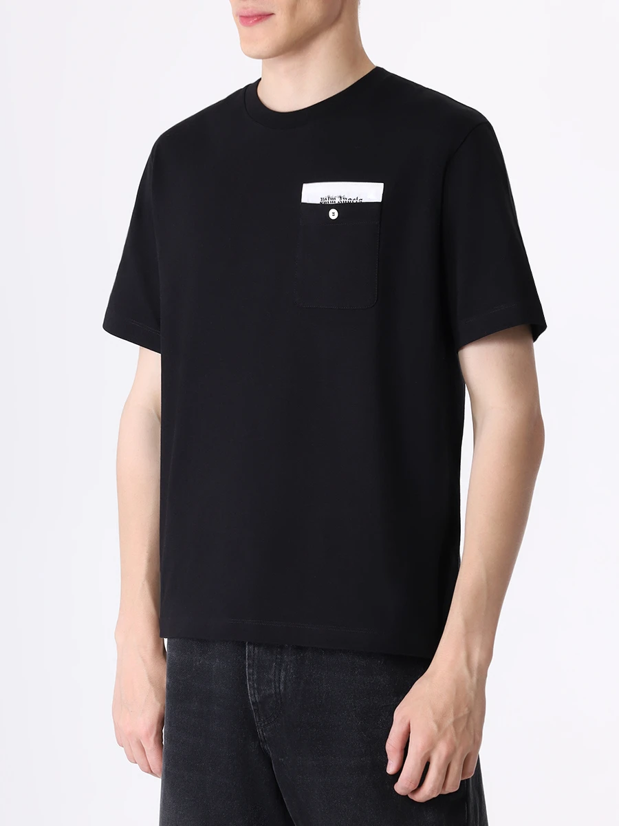 Футболка хлопковая PALM ANGELS PMAA088 E23JER001 1003 Черный  Фото 4