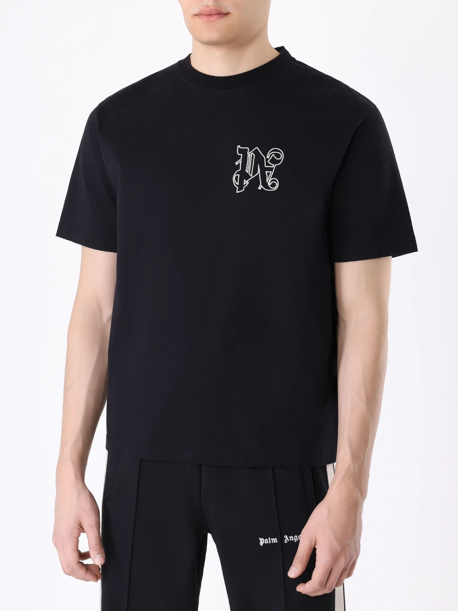 Футболка хлопковая PALM ANGELS PMAA089 E23JER001 1003 Черный  Фото 4