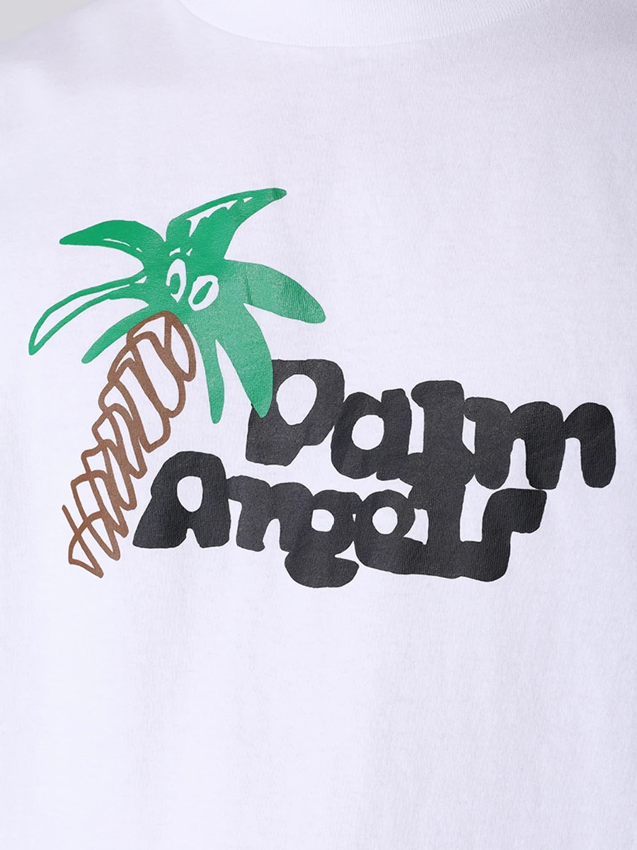 Футболка хлопковая PALM ANGELS PMAA001 E23JER013 0110 Белый  Фото 5