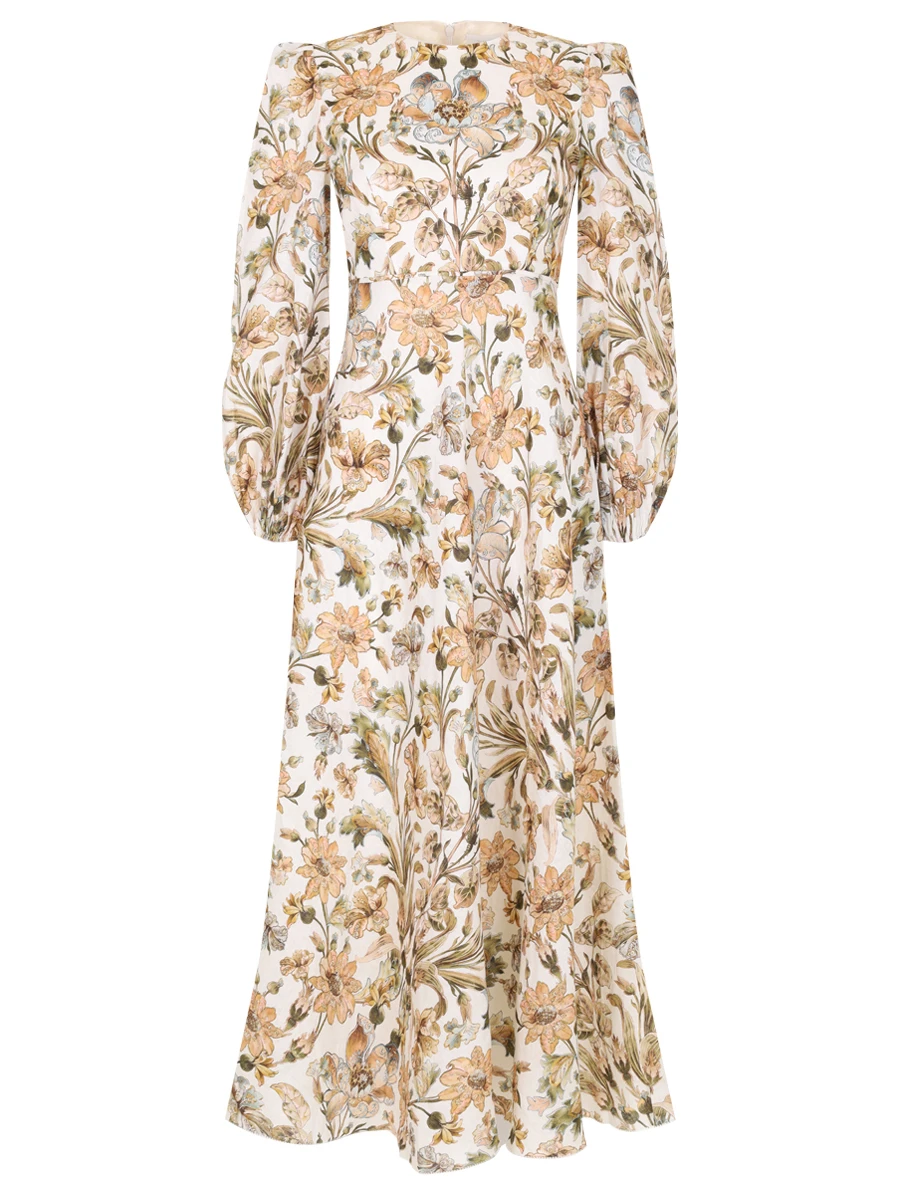 Платье льняное ZIMMERMANN 6338DSS234 IVDF, размер 46, цвет цветочный принт
