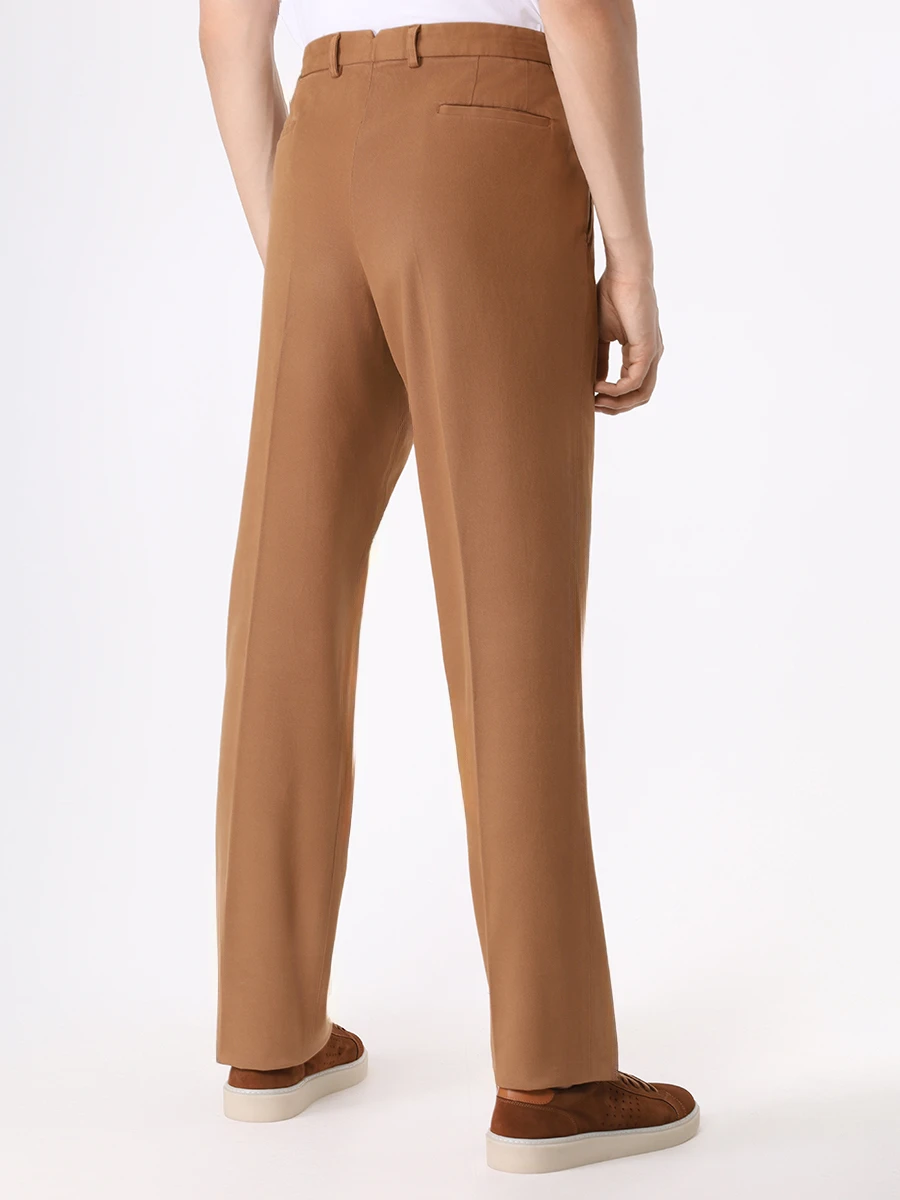 Брюки хлопковые MALO URP044 TAU87 E3333 Коричневый  Фото 3