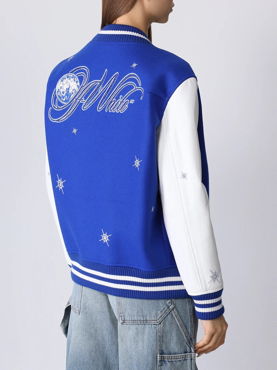 Бомбер комбинированный OFF-WHITE OWEK003F23FAB0014504 Белый  Фото 3