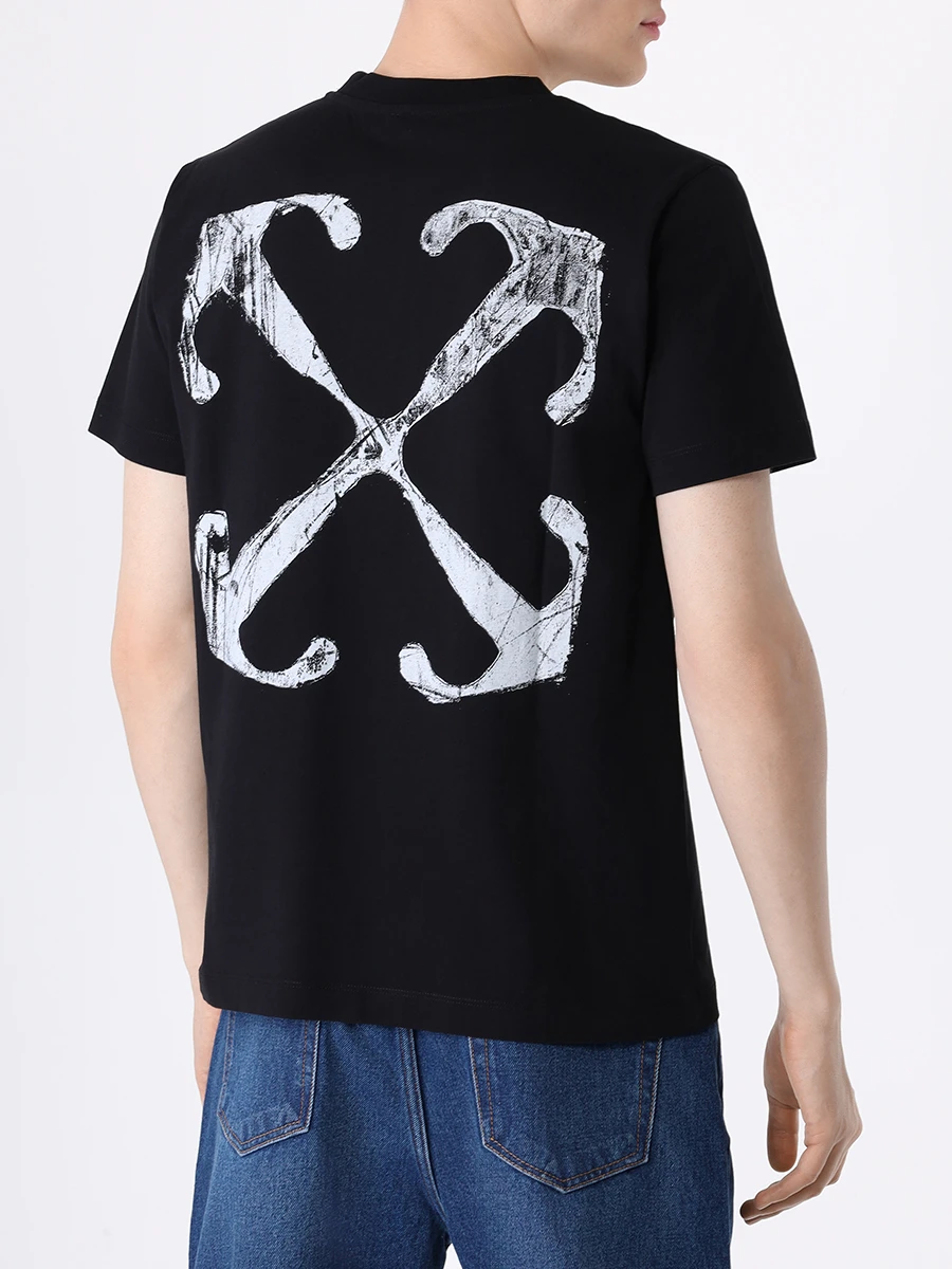 Футболка хлопковая OFF-WHITE OMAA027F23JER0101001 Черный  Фото 3