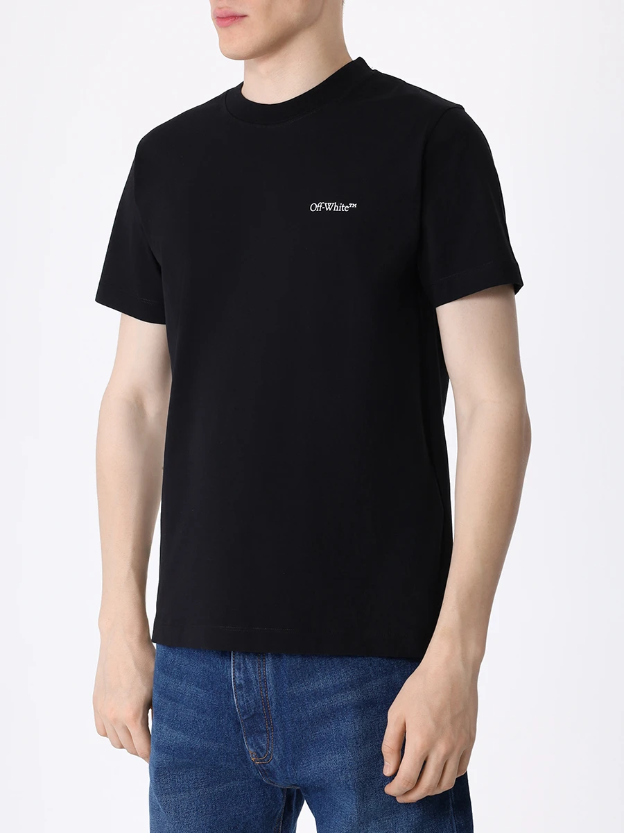 Футболка хлопковая OFF-WHITE OMAA027F23JER0101001 Черный  Фото 4
