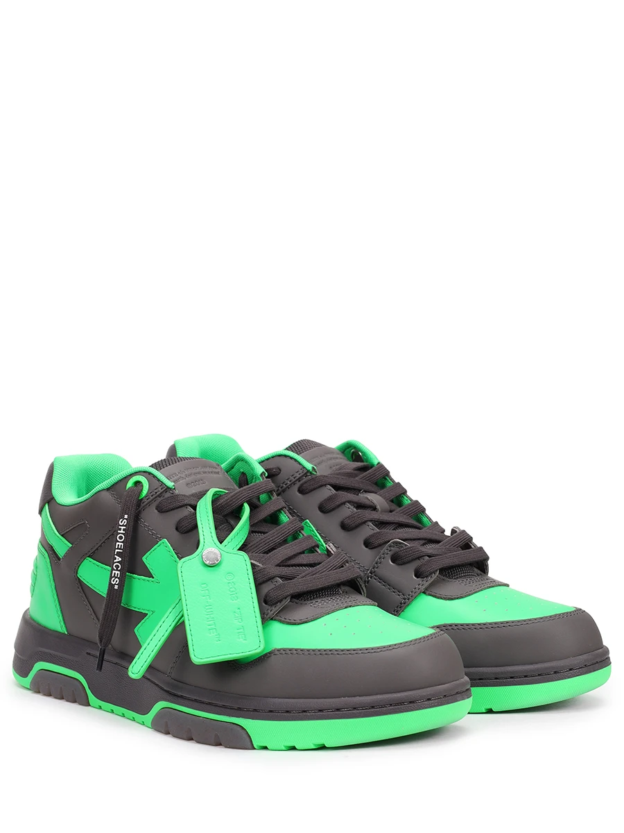 Кеды кожаные Out of Office OFF-WHITE OMIA189S23LEA0011070 Зеленый  Фото 2