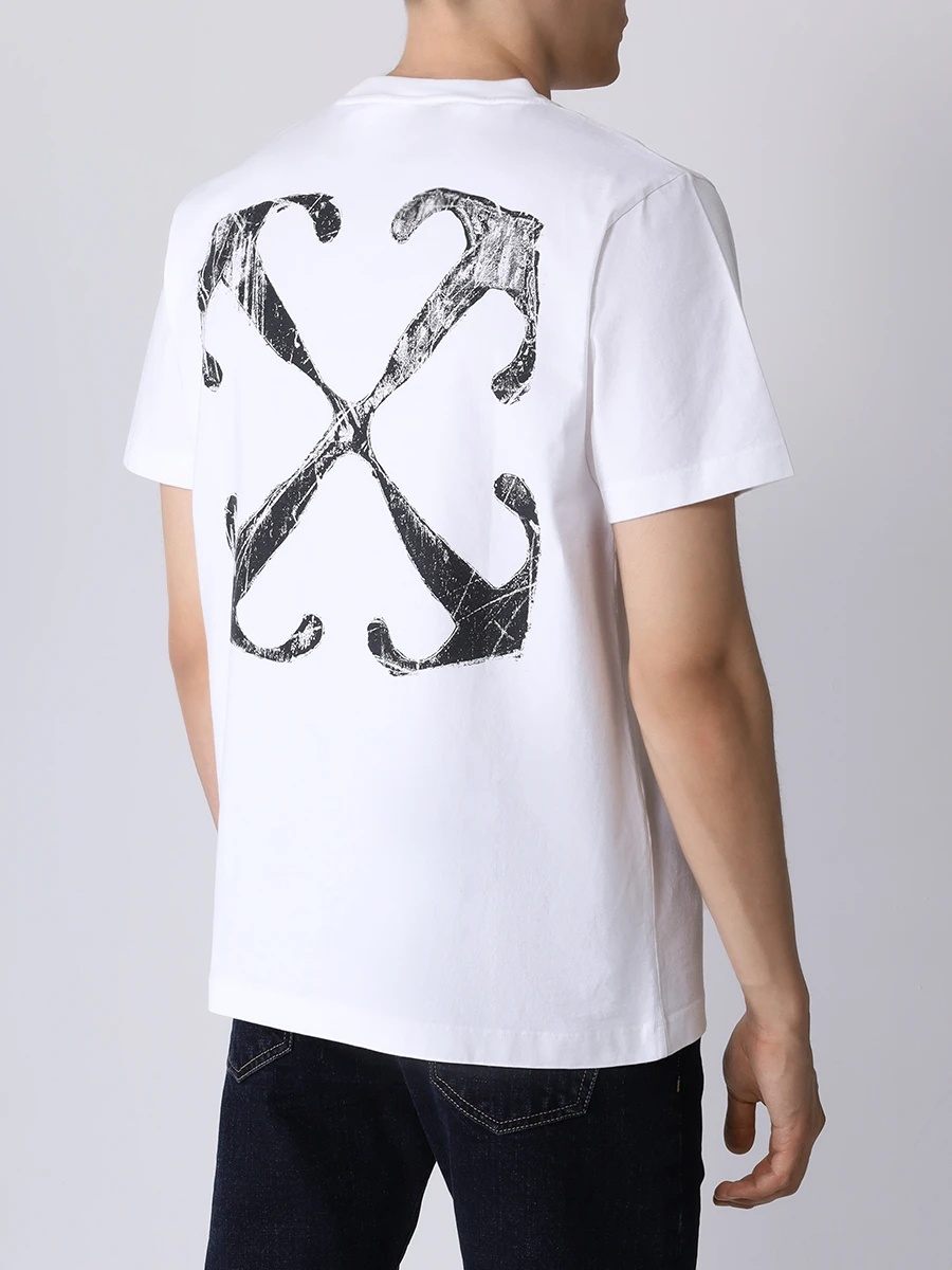 Футболка хлопковая OFF-WHITE OMAA027F23JER0100110 Белый  Фото 3