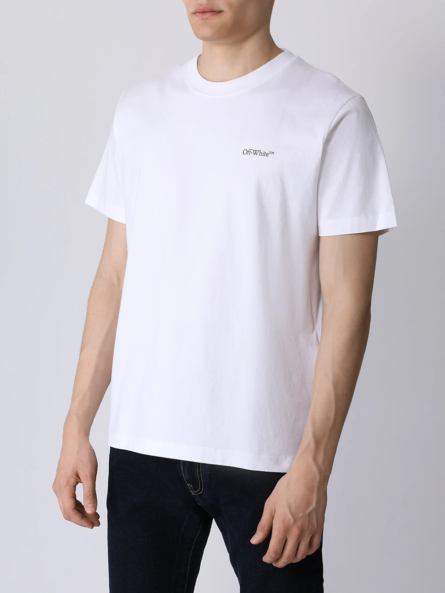 Футболка хлопковая OFF-WHITE OMAA027F23JER0100110 Белый  Фото 4