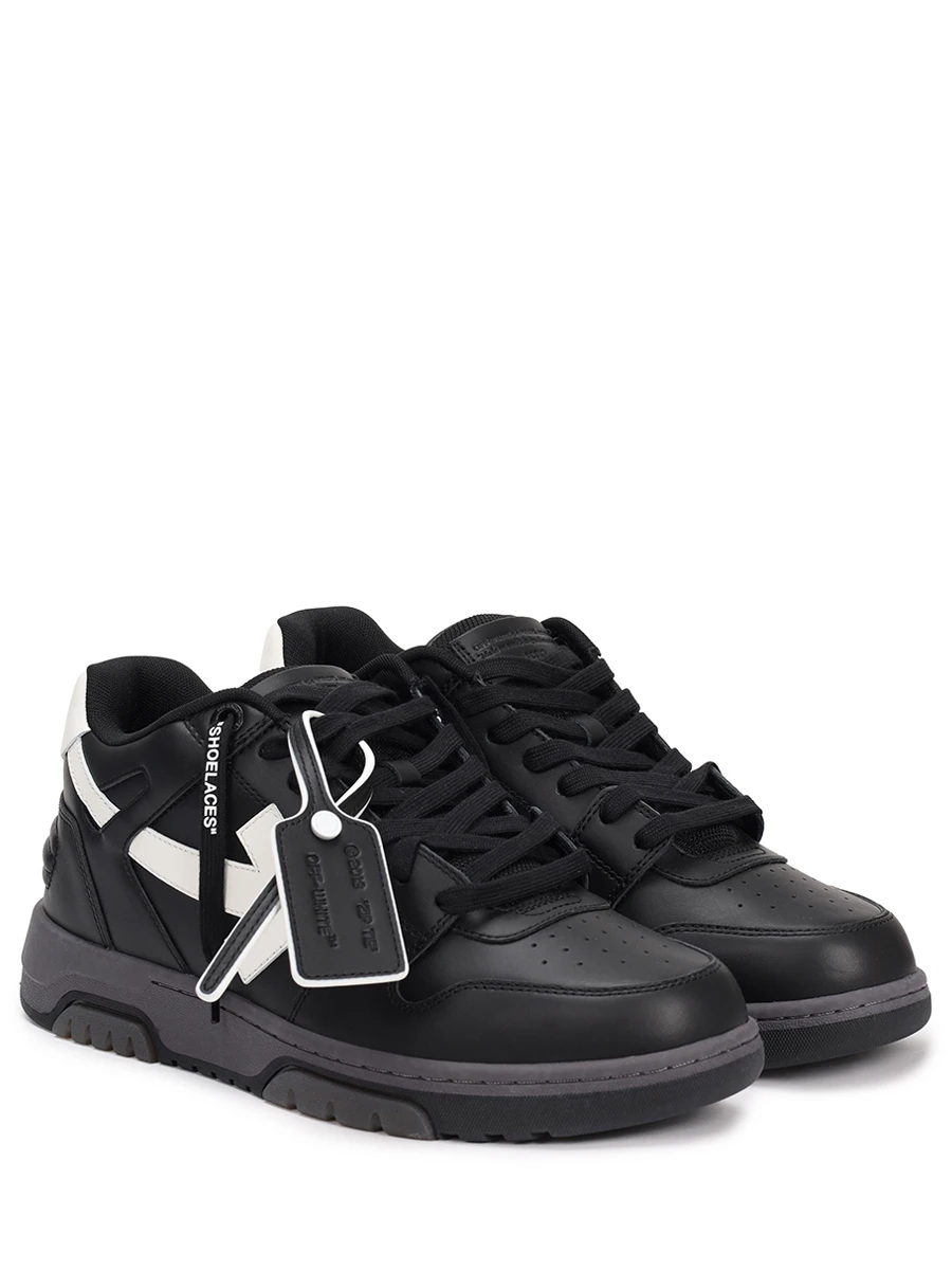 Кеды кожаные Out of Office OFF-WHITE OMIA189C99LEA0061001 Черный  Фото 2