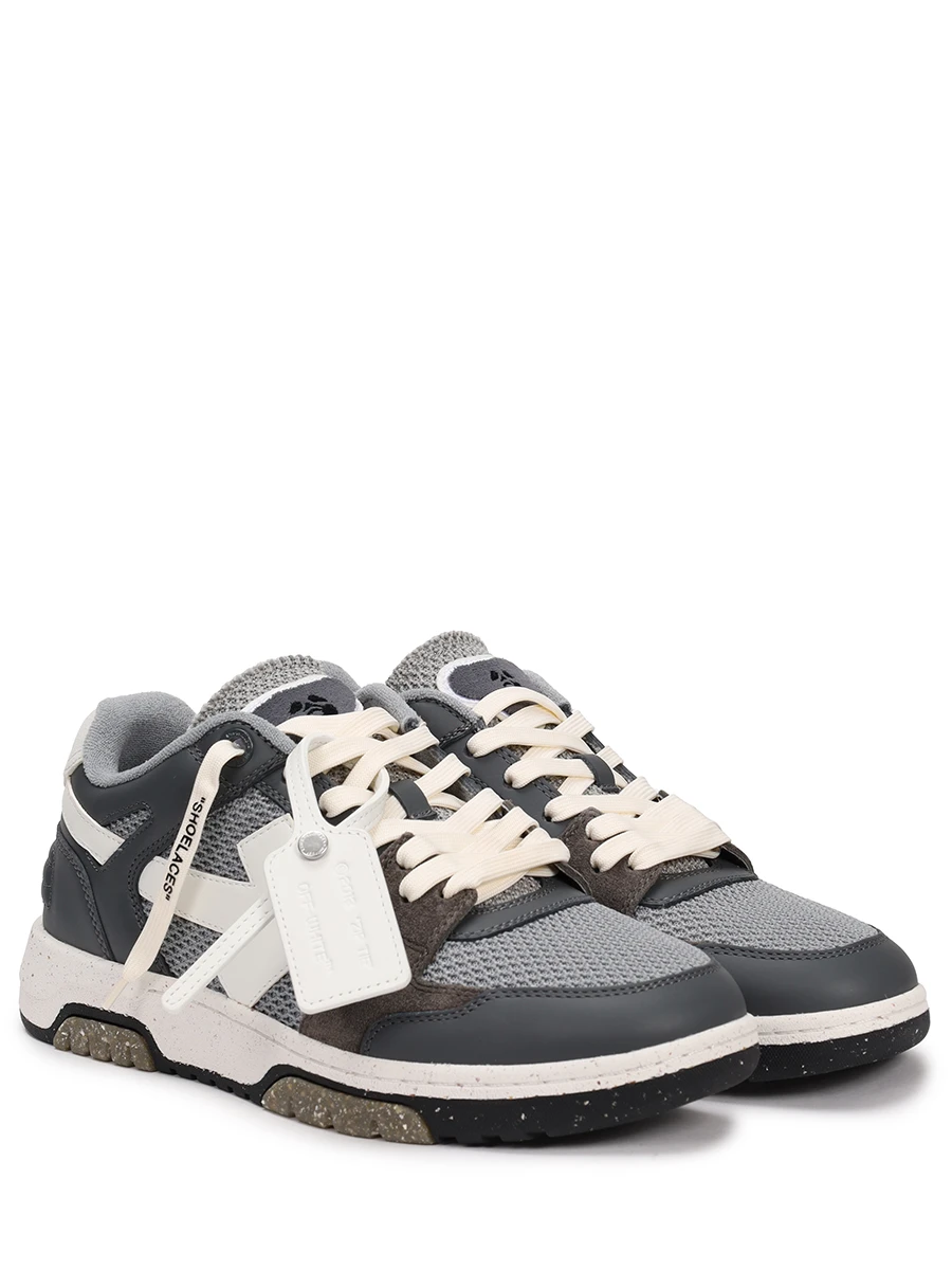 Кеды комбинированные Out of Office OFF-WHITE OMIA243S23LEA0010701 Серый  Фото 2