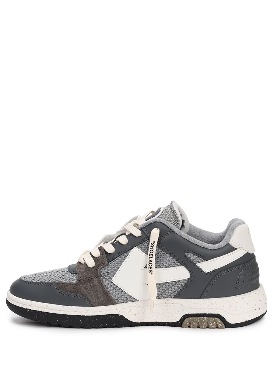 Кеды комбинированные Out of Office OFF-WHITE OMIA243S23LEA0010701 Серый  Фото 3