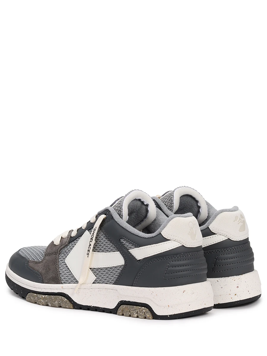 Кеды комбинированные Out of Office OFF-WHITE OMIA243S23LEA0010701 Серый  Фото 4