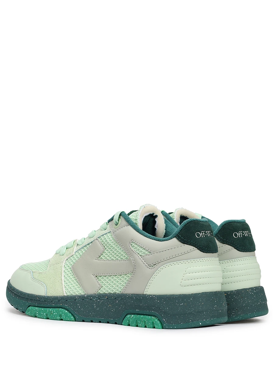 Кеды комбинированные Out of Office OFF-WHITE OMIA243F23LEA0015057 Зеленый  Фото 4