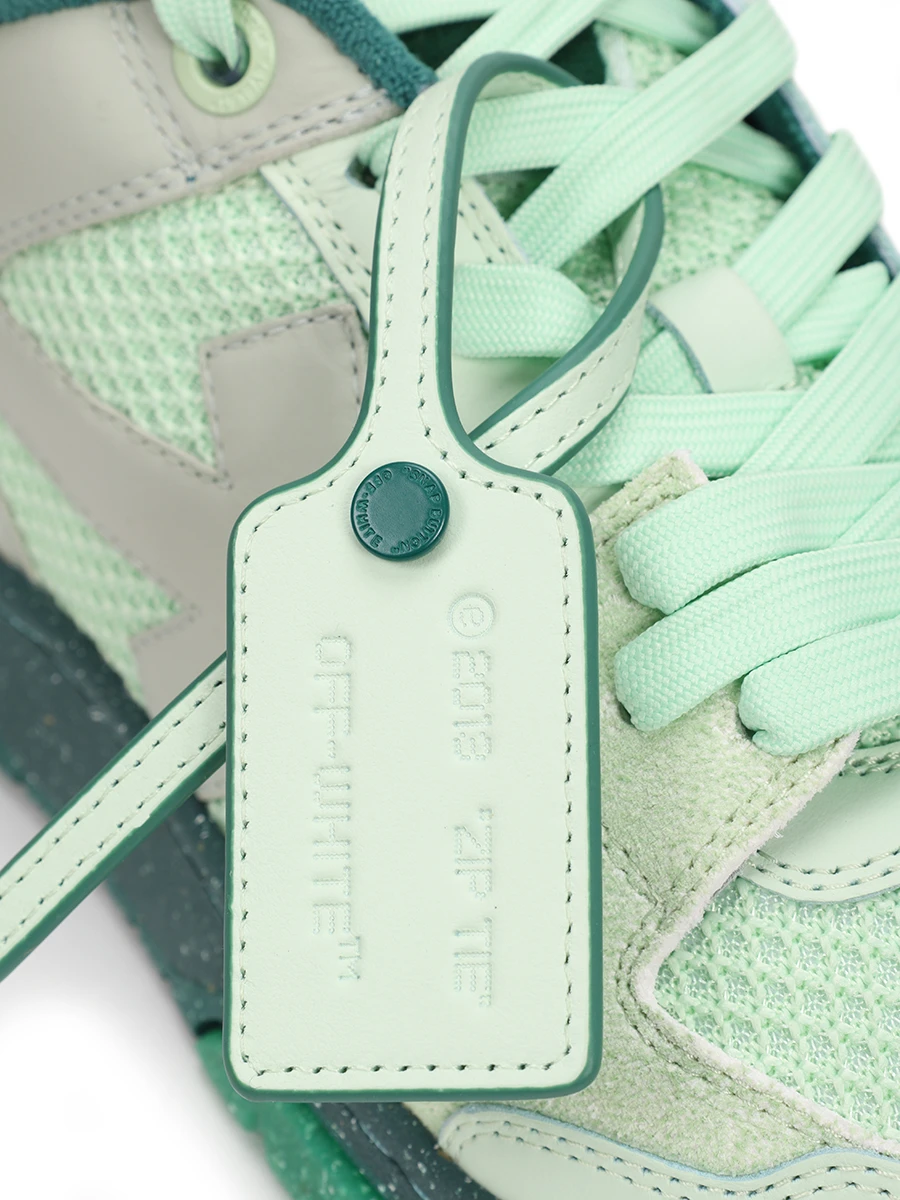 Кеды комбинированные Out of Office OFF-WHITE OMIA243F23LEA0015057 Зеленый  Фото 5