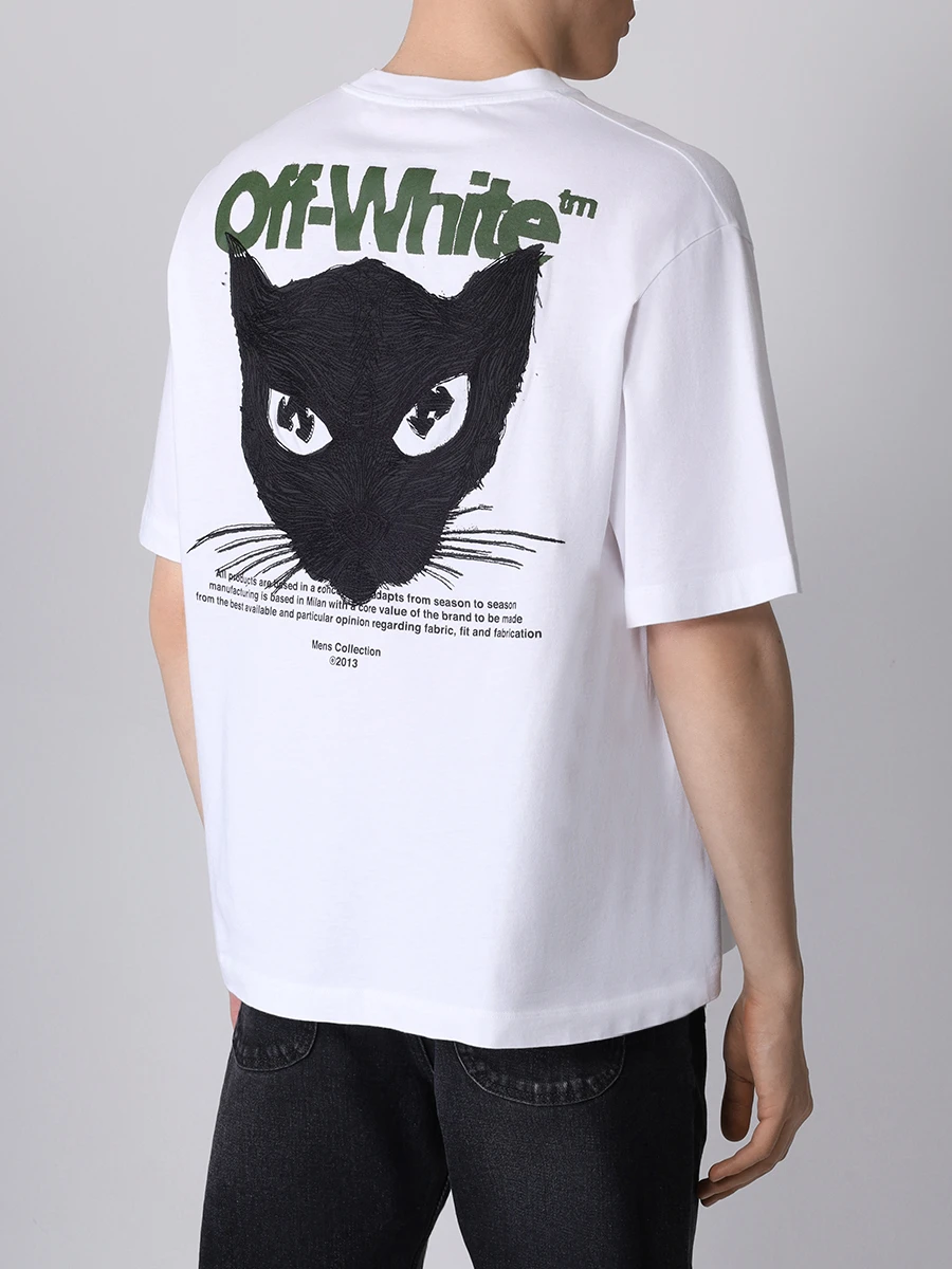Футболка хлопковая OFF-WHITE OMAA120S23JER0080110 Белый  Фото 3