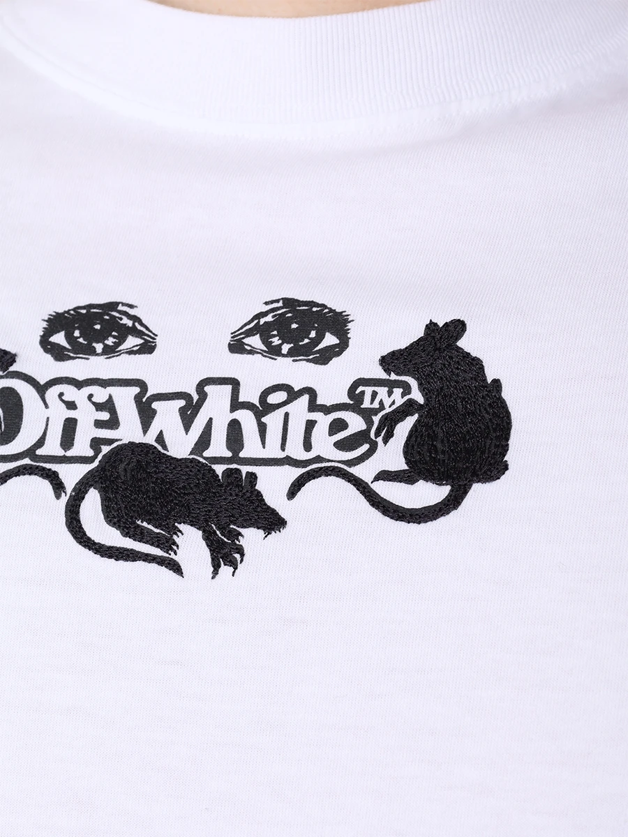 Футболка хлопковая OFF-WHITE OMAA120S23JER0080110 Белый  Фото 5