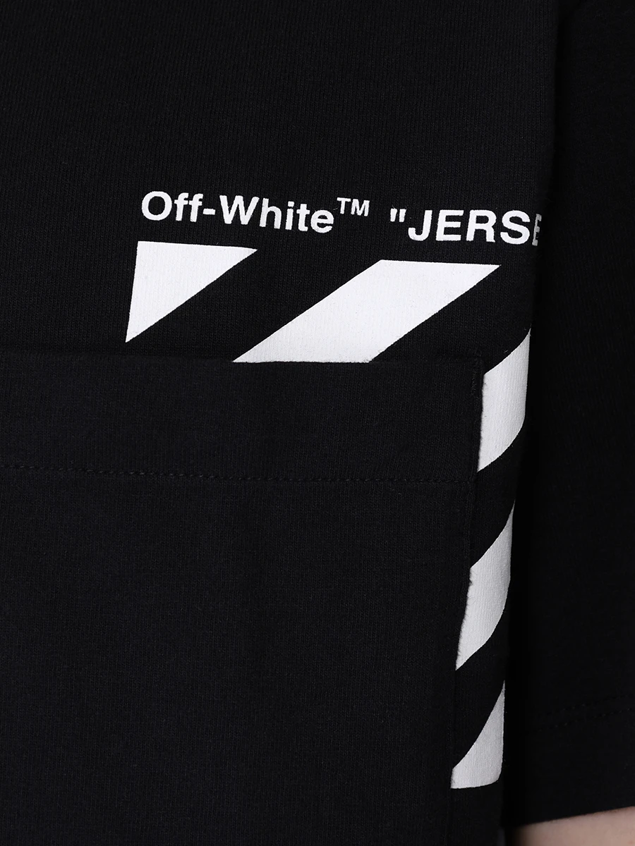 Футболка хлопковая OFF-WHITE OMAA128C99JER0011001 Черный  Фото 5