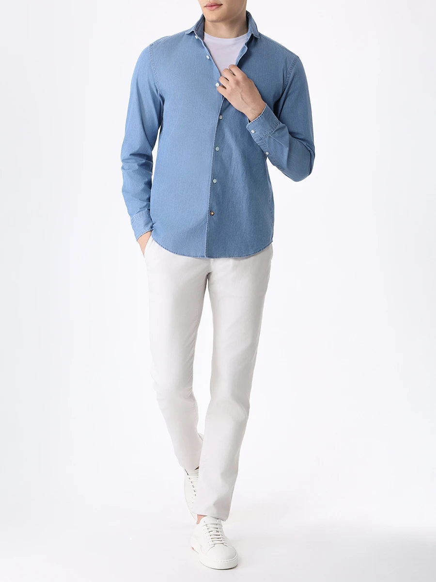 Рубашка Regular Fit джинсовая BOSS 50504781/426, размер 48, цвет голубой 50504781/426 - фото 2