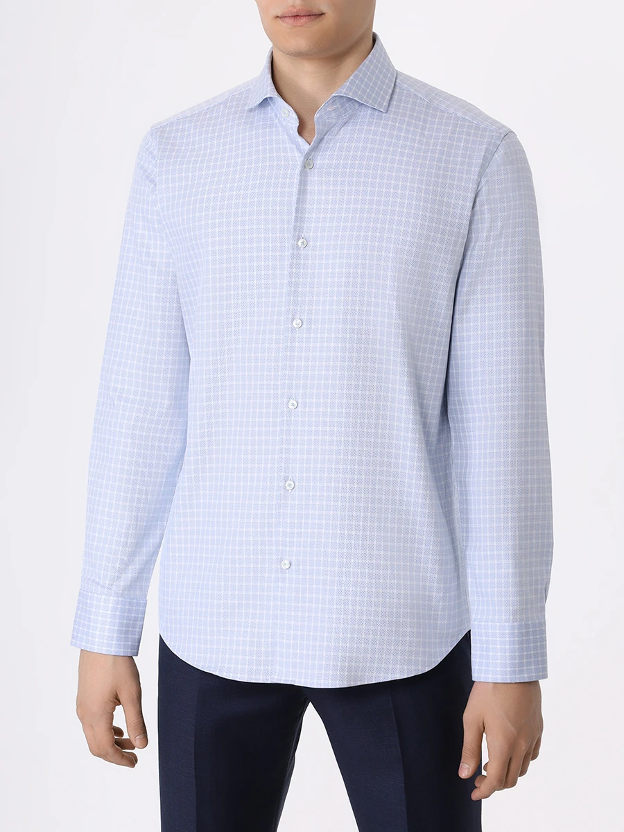 Рубашка Regular Fit хлопковая BOSS 50508769/450, размер 56, цвет голубой 50508769/450 - фото 4