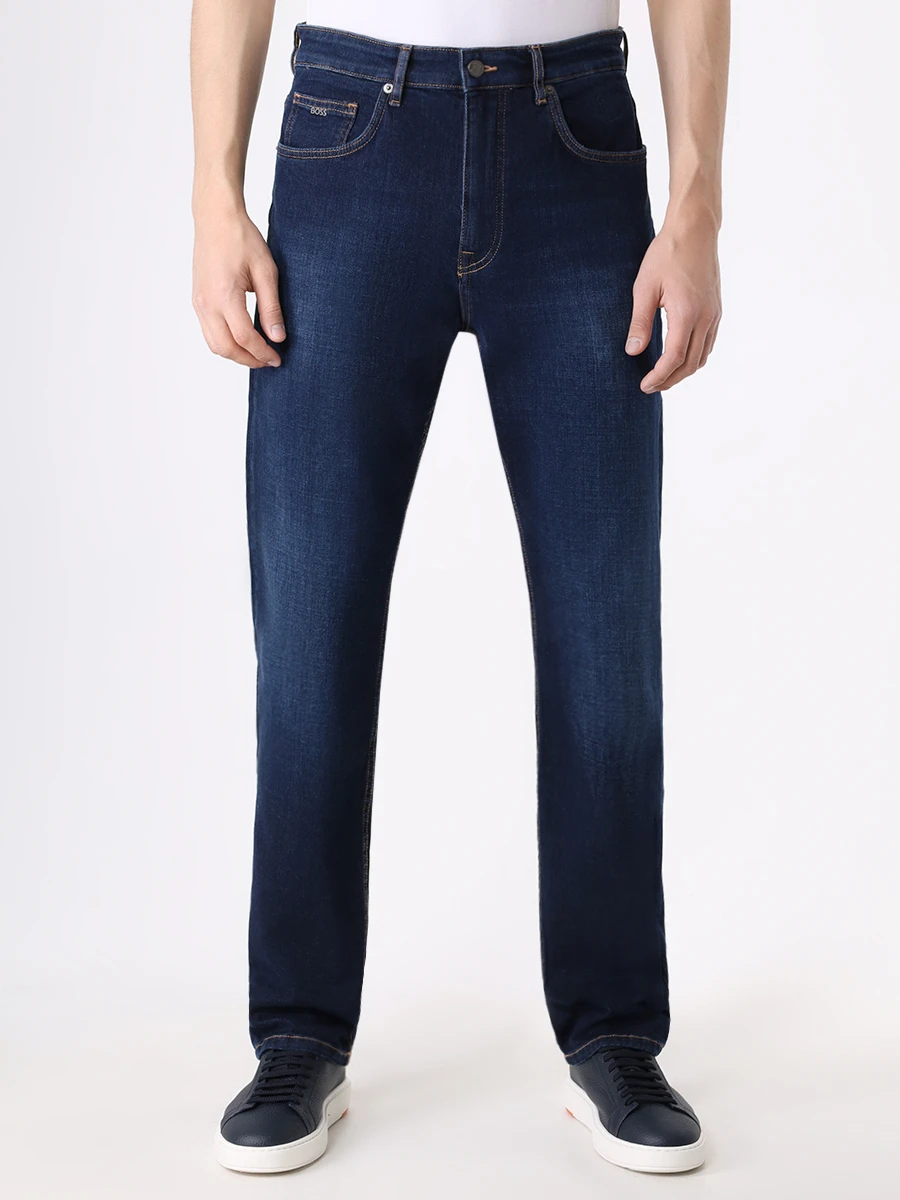 Джинсы Relaxed Fit хлопковые BOSS 50508384/417 Синий  Фото 4