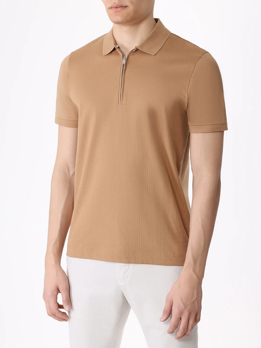 

Поло Slim Fit хлопковое, Бежевый, 50507990/260