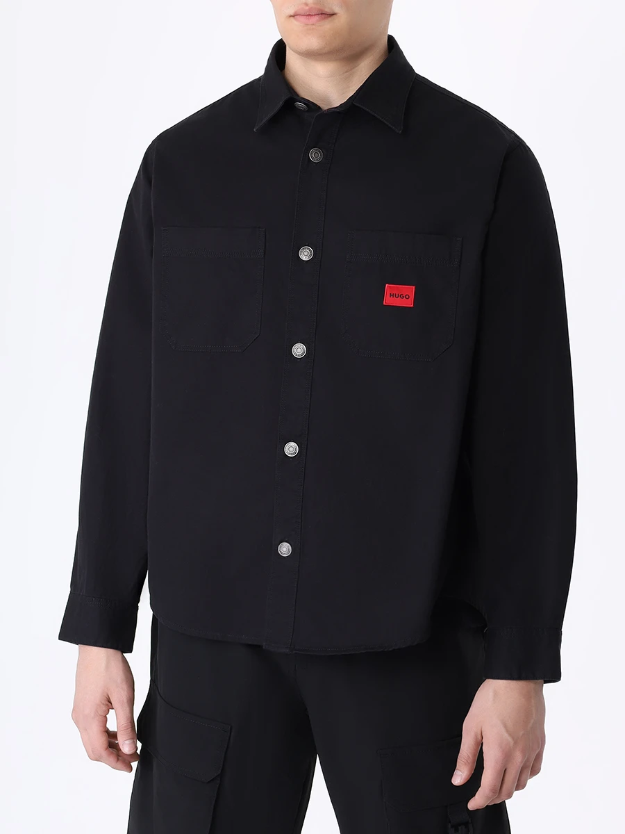Рубашка Regular Fit хлопковая HUGO 50500199/001, размер 52, цвет черный 50500199/001 - фото 4