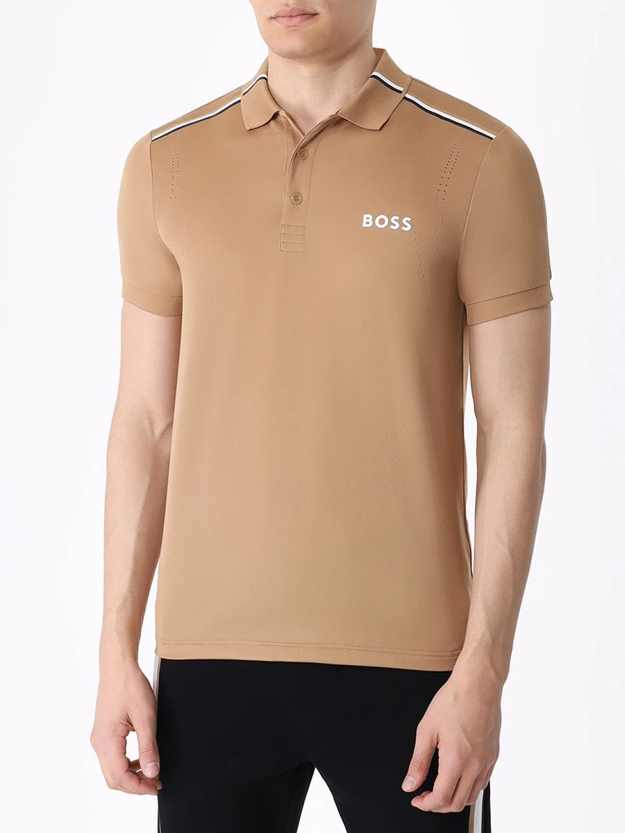 Поло Slim Fit с логотипом BOSS 50506186/260 Бежевый  Фото 4