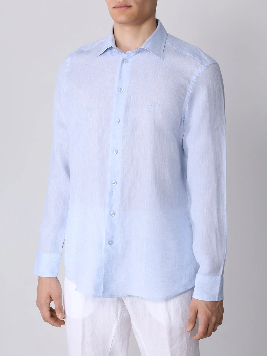 Рубашка Slim Fit льняная ETRO MRIB0002 99TU3EO B1581 Голубой  Фото 4